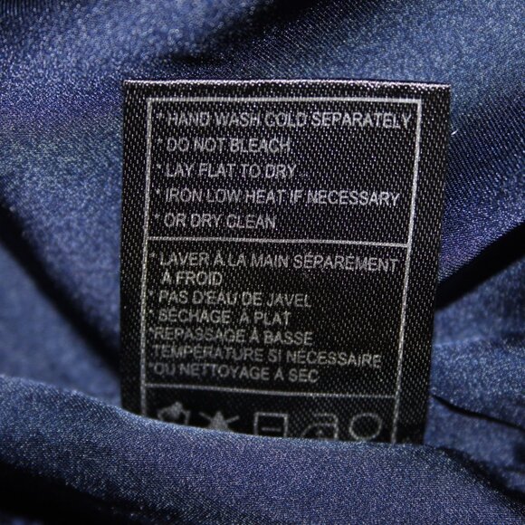 BB Dakota Dress Oilslick Sz 6 Navy Blue Lace Lined Open Back Cotton Dress - Picture 15 of 16